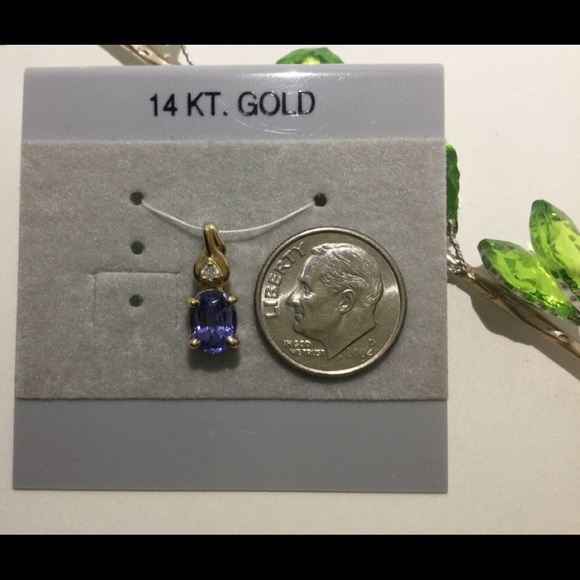 14K Gold Tanzanite and Diamond Pendant - Picture 2 of 4